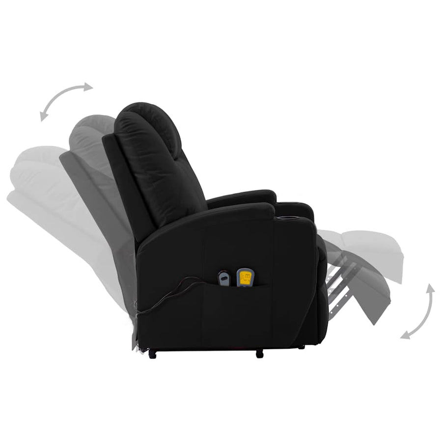 Stand-up Massage Recliner Black Faux Leather