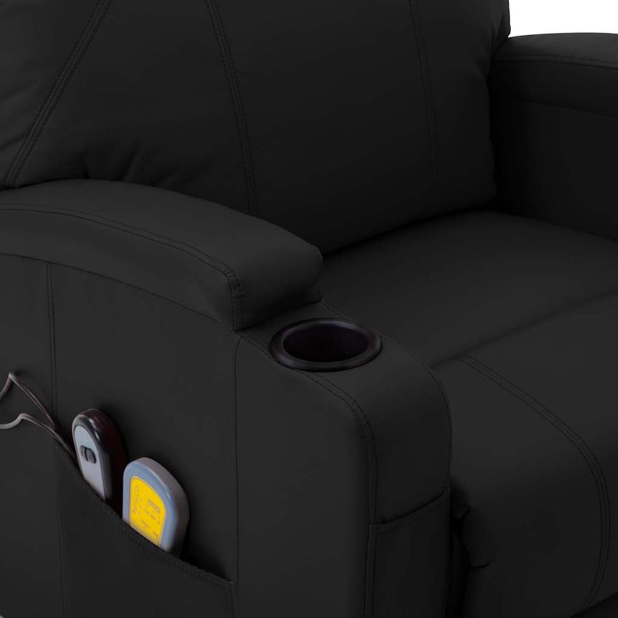Stand-up Massage Recliner Black Faux Leather