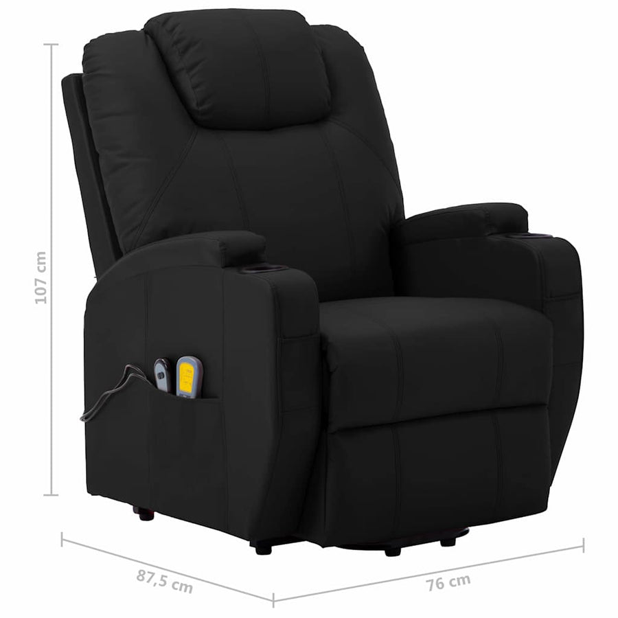 Stand-up Massage Recliner Black Faux Leather