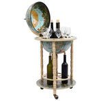 Globe Bar Wine Stand Eucalyptus Wood Blue