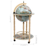Globe Bar Wine Stand Eucalyptus Wood Blue