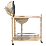 Freestanding Globe Bar Wine Stand Eucalyptus Wood Green - Top-Down View