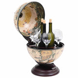Tabletop Globe Bar Wine Stand Eucalyptus Wood White - Front View