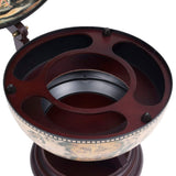 Tabletop Globe Bar Wine Stand Eucalyptus Wood White - Rear View