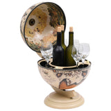 Tabletop Globe Bar Wine Stand Eucalyptus Wood White - Side View