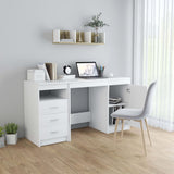 Desk White 140x50x76 cm Engineered Wood - Side View