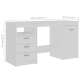 Desk White 140x50x76 cm Engineered Wood - Low Angle