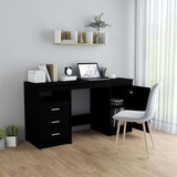 Desk Black 140x50x76 cm Engineered Wood - Side View