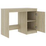 Desk Sonoma Oak 140x50x76 cm Engineered Wood - Rear View