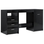 Desk High Gloss Black 140x50x76 cm Engineered Wood