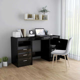 Desk High Gloss Black 140x50x76 cm Engineered Wood