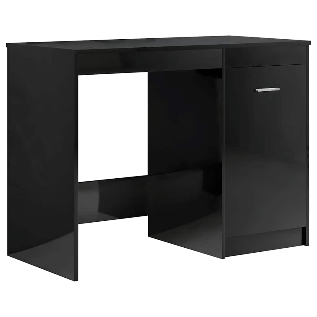 Desk High Gloss Black 140x50x76 cm Engineered Wood