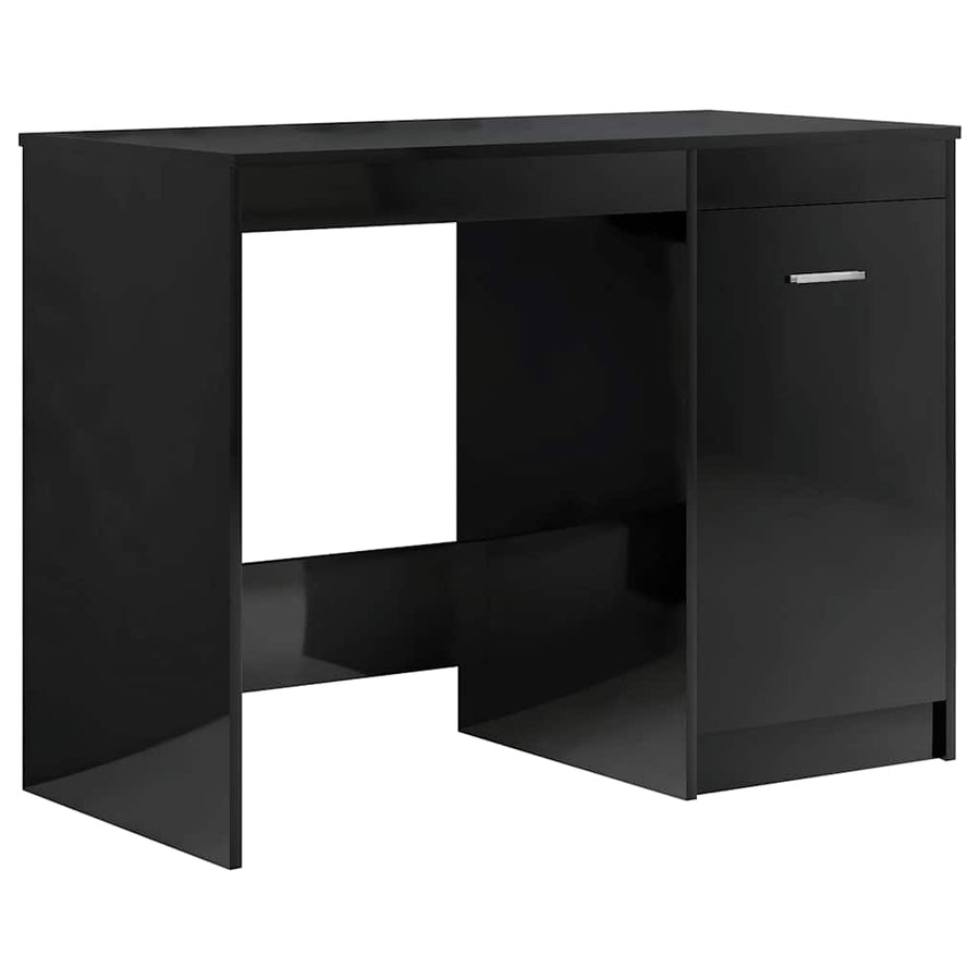 Desk High Gloss Black 140x50x76 cm Engineered Wood