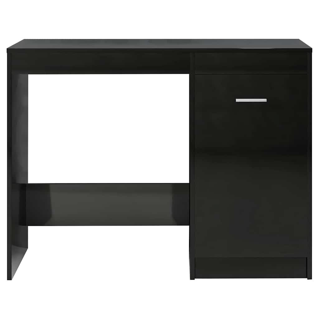 Desk High Gloss Black 140x50x76 cm Engineered Wood
