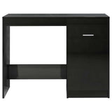 Desk High Gloss Black 140x50x76 cm Engineered Wood - Rear View