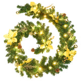 Christmas Garland with LED Lights Green 2.7 m PVC - Front View
