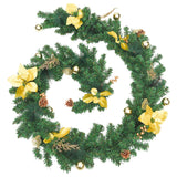 Christmas Garland with LED Lights Green 2.7 m PVC - Side View