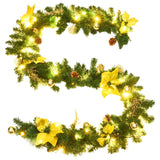 Christmas Garland with LED Lights Green 2.7 m PVC - Top-Down View
