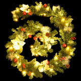 Christmas Garland with LED Lights Green 2.7 m PVC - Low Angle