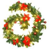 Christmas Garland with LED Lights Green 2.7 m PVC - Front View