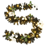 Christmas Garland with LED Lights Black 2.7 m PVC - Top-Down View