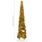 Pop-up Artificial Christmas Tree Gold 120 cm PET - 45-Degree Angle