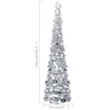 Pop-up Artificial Christmas Tree Silver 150 cm PET - 45-Degree Angle