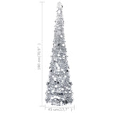 Pop-up Artificial Christmas Tree Silver 180 cm PET - 45-Degree Angle