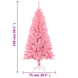 Artificial Christmas Tree with Stand Pink 150 cm PVC - Rear View