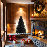 Artificial Christmas Tree with Stand Black 150 cm PVC - Front View