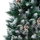 Artificial Christmas Tree with Pine Cones and White Snow 150 cm - Side View