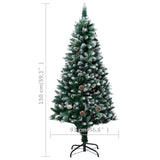 Artificial Christmas Tree with Pine Cones and White Snow 150 cm - Close-Up Angle