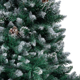 Artificial Christmas Tree with Pine Cones and White Snow 180 cm - Side View