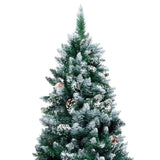 Artificial Christmas Tree with Pine Cones and White Snow 210 cm - Front View