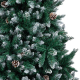 Artificial Christmas Tree with Pine Cones and White Snow 210 cm - Side View