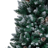 Artificial Christmas Tree with Pine Cones and White Snow 210 cm - Top-Down View