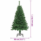 Artificial Christmas Tree with Thick Branches Green 150 cm PVC - Close-Up Angle