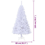 Artificial Christmas Tree with Thick Branches White 150 cm PVC - Close-Up Angle
