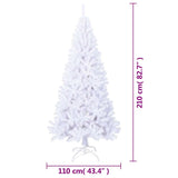 Artificial Christmas Tree with Thick Branches White 210 cm PVC - Close-Up Angle