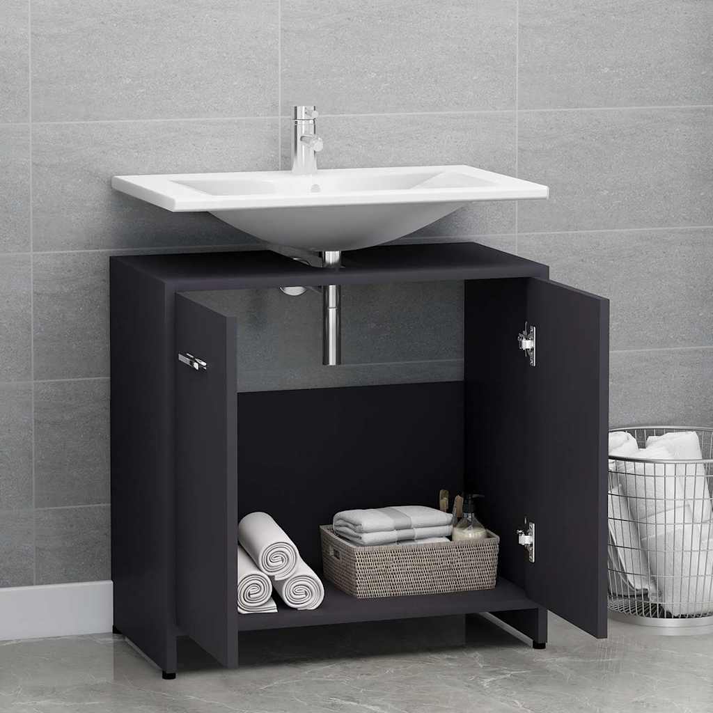 Bathroom Cabinet Grey 60x33x61 cm Engineered Wood