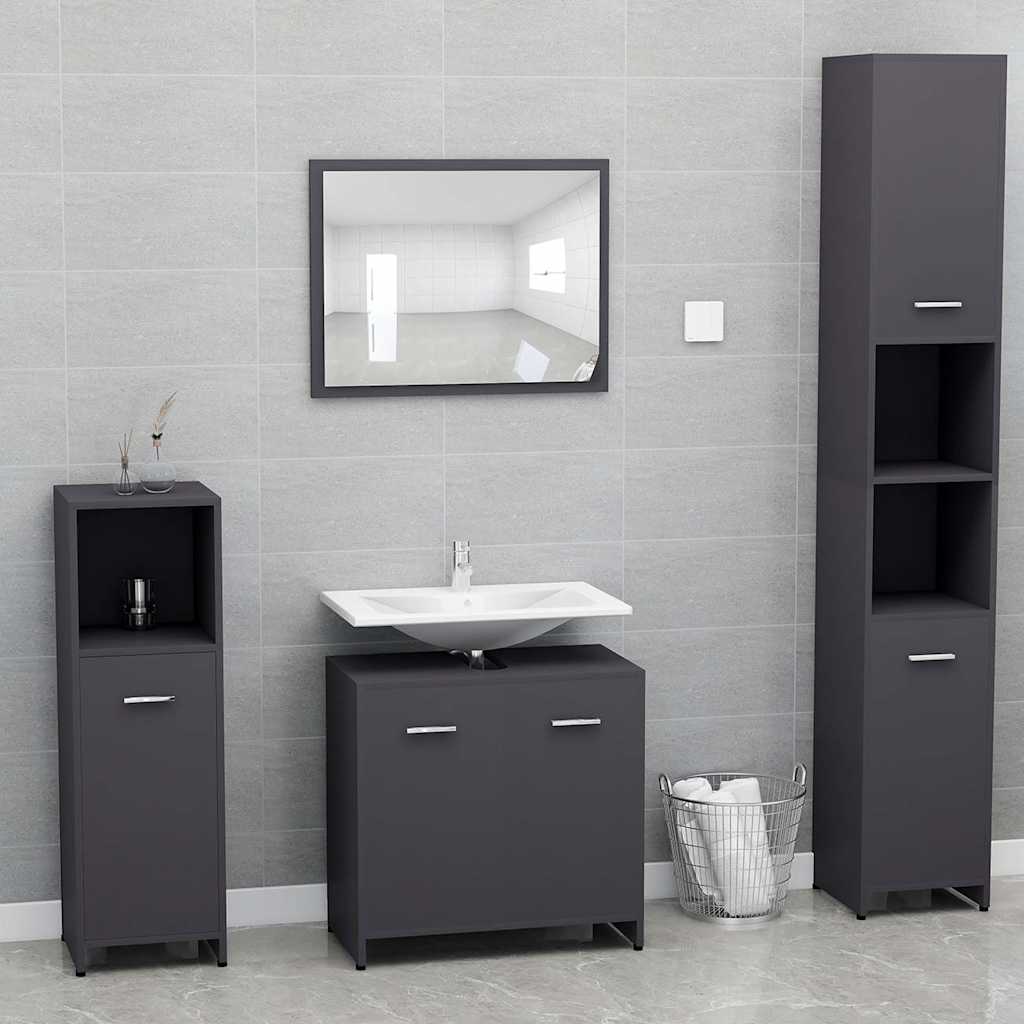 Bathroom Cabinet Grey 60x33x61 cm Engineered Wood
