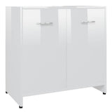 Bathroom Cabinet High Gloss White 60x33x61 cm Engineered Wood - Front View