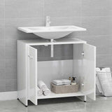 Bathroom Cabinet High Gloss White 60x33x61 cm Engineered Wood - Side View