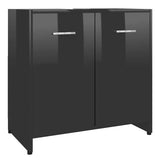 Bathroom Cabinet High Gloss Black 60x33x61 cm Engineered Wood - Front View