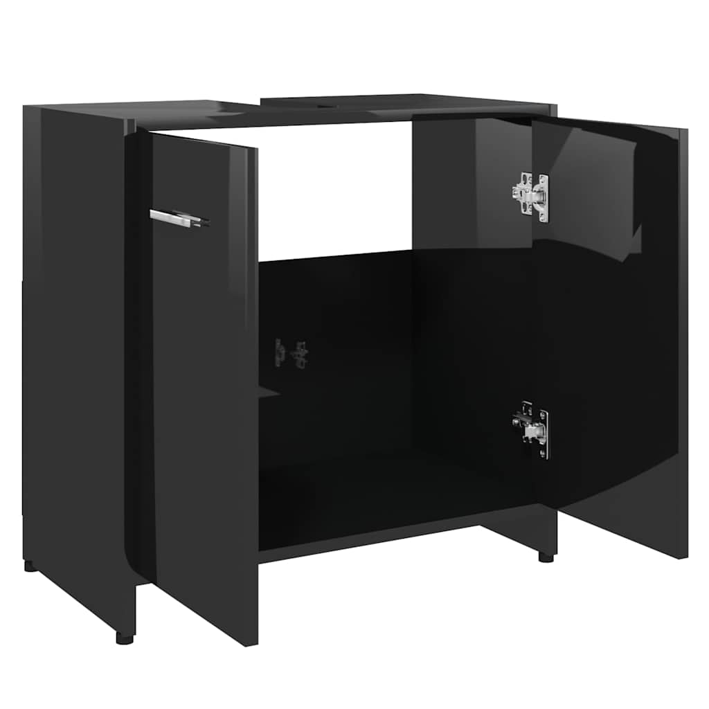 Bathroom Cabinet High Gloss Black 60x33x61 cm Engineered Wood