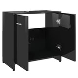 Bathroom Cabinet High Gloss Black 60x33x61 cm Engineered Wood - Close-Up Angle