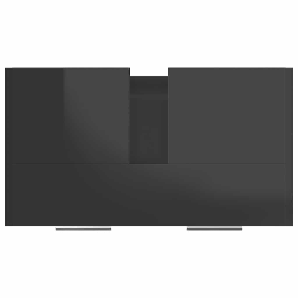 Bathroom Cabinet High Gloss Black 60x33x61 cm Engineered Wood