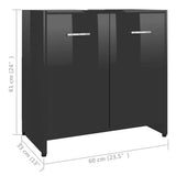 Bathroom Cabinet High Gloss Black 60x33x61 cm Engineered Wood
