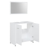 Bathroom Furniture Set White Engineered Wood - Side View