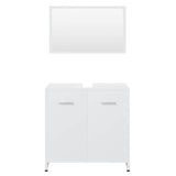 Bathroom Furniture Set White Engineered Wood - 45-Degree Angle